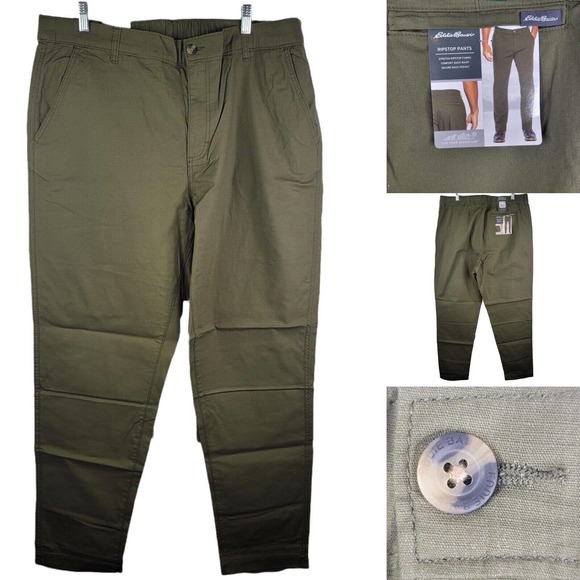 Eddie Bauer Pants Eddie Bauer Mens Olive Green Ripstop Stretch
